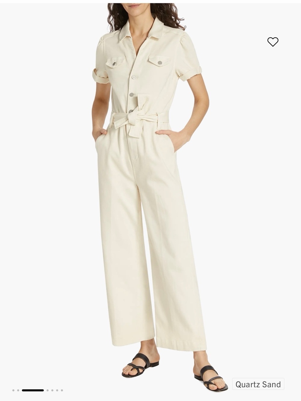 PAIGE Anessa Cream Wide Leg Jumpsuit with Tie Waist Size 8 - Picture 5 of 12